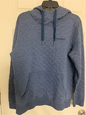 Marmot Men's Quilted Blue Pullover Hoodie with Drawstring